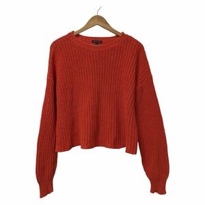 Eileen Fisher Womens Shaker Knit Boxy Sweater Size L Orange Organic Cotton Beach